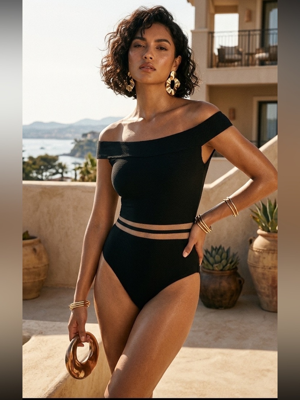 Body Glove Scandal Vice One Piece Off the Shoulder Black Size Large. Beach Wear